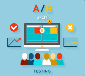 A/B testing experiment comparing version A and version B conversion performance