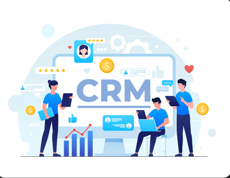 CRM system dashboard showing customer data, sales pipeline, and interactions