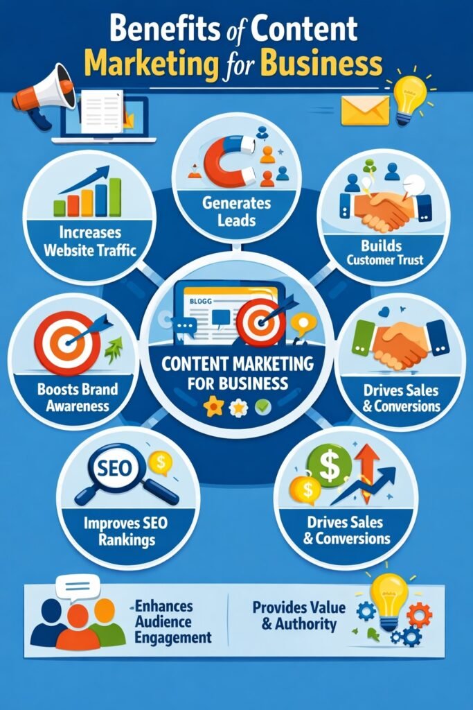 benefits of content marketing for business infographic