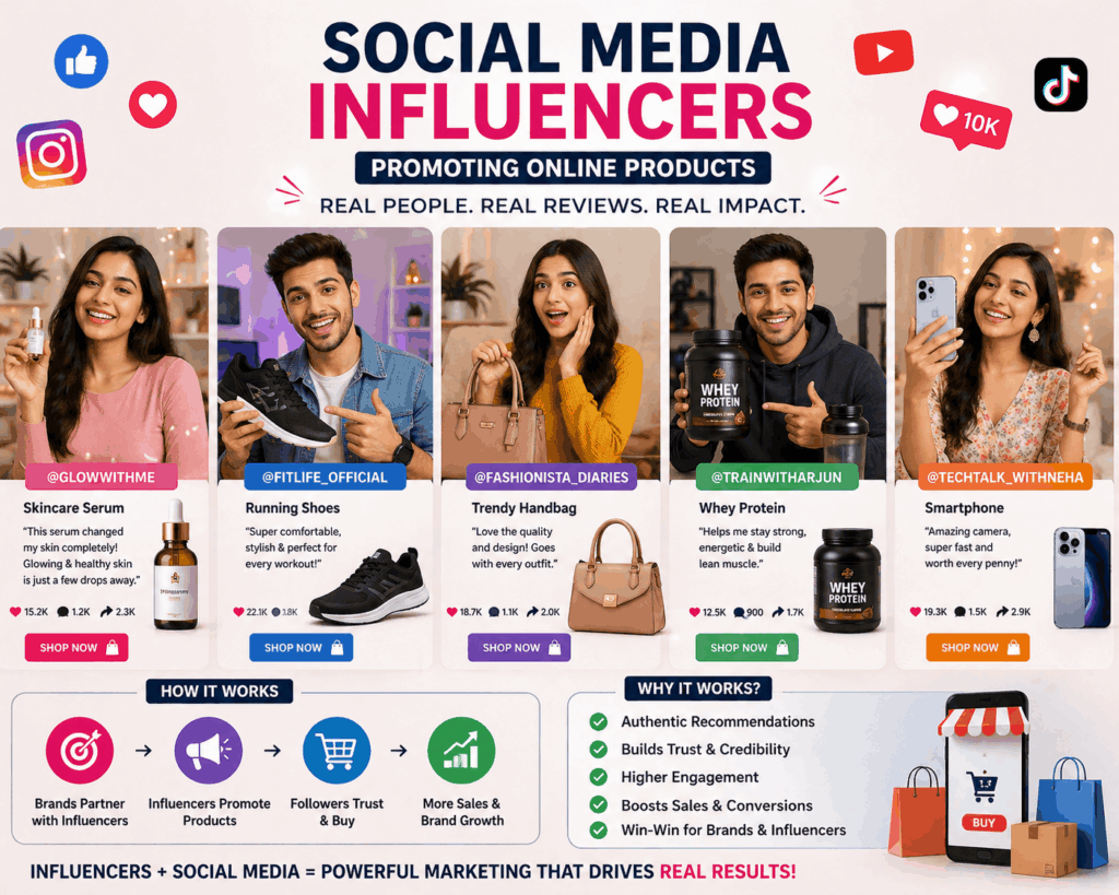social media influencers promoting online products