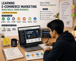 student learning e-commerce marketing online