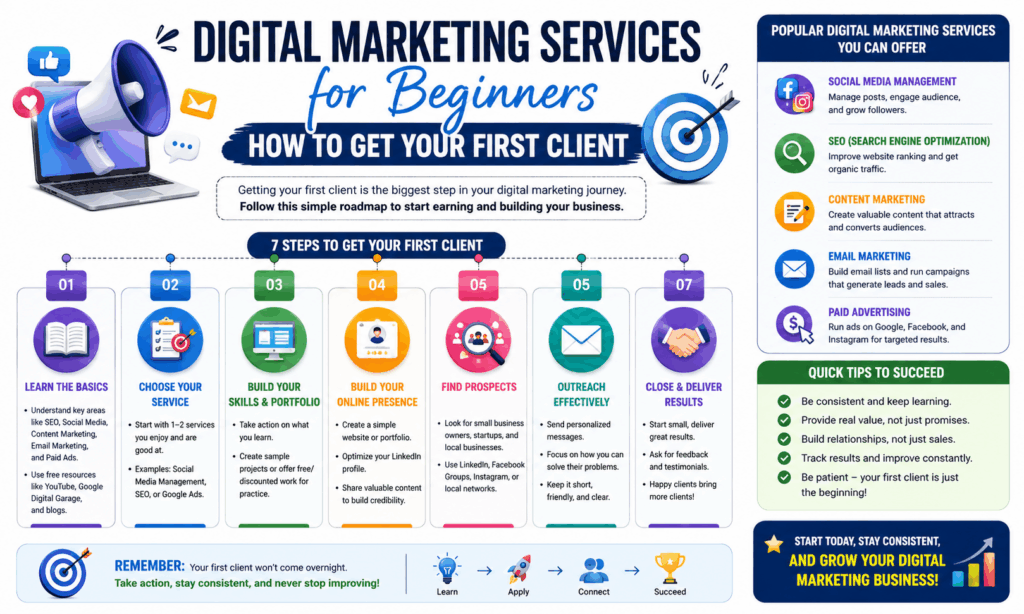 beginner digital marketer getting first client