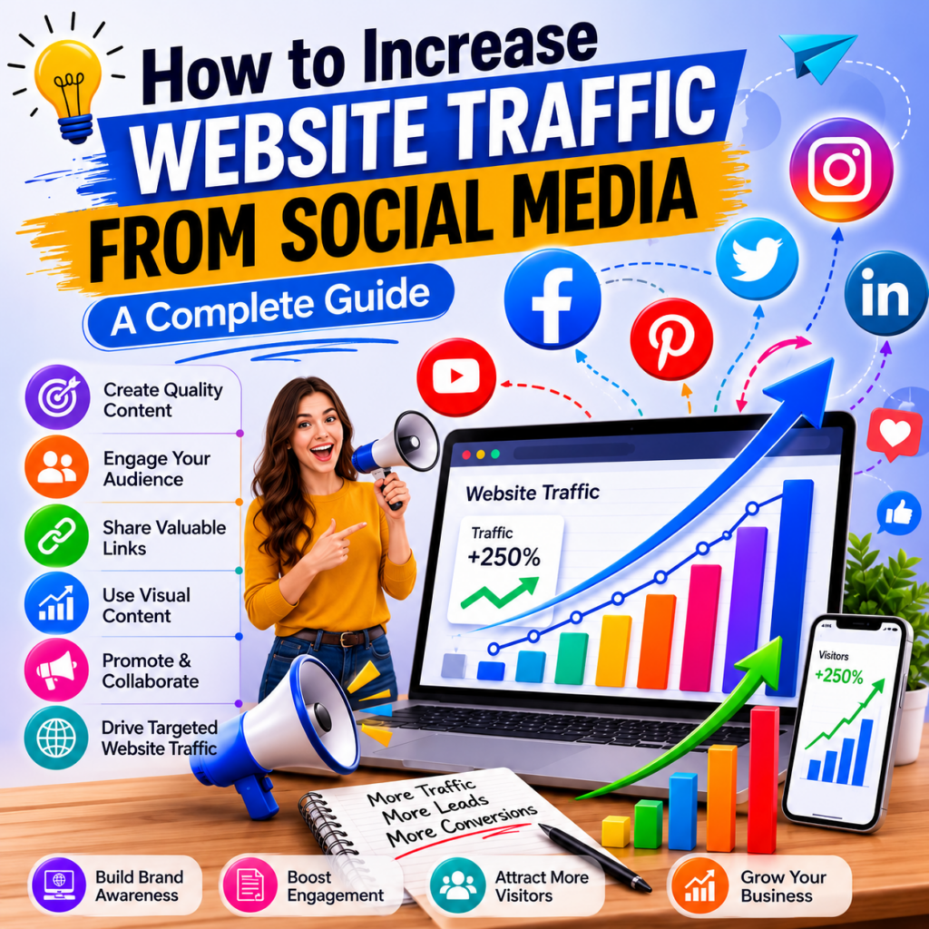 How to increase website traffic from social media guide