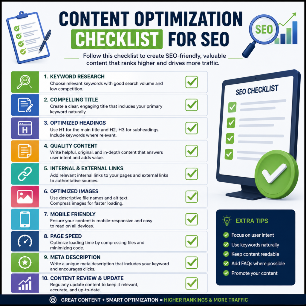 how to optimize content for seo checklist