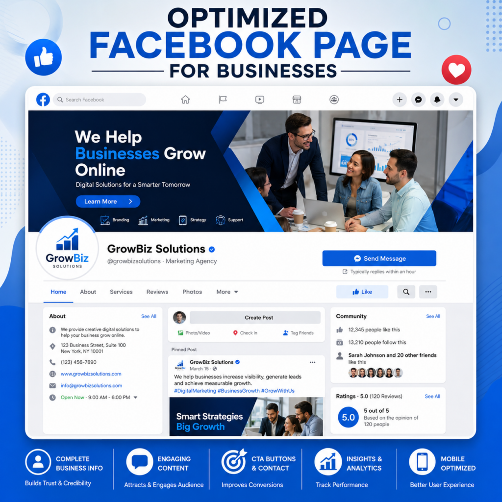 Optimized Facebook page for businesses
